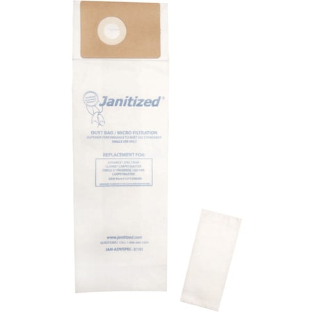 Filter Bag, Advnc Spctrm 1471058500, PK10, 2-ply, Micro Filter, 10 PK MPN:JAN-ADVSPEC-2(10)