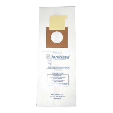 Vaccum Filter Bag, 2-ply, Micro Filter, 3 PK MPN:JAN-HVY-2(3)