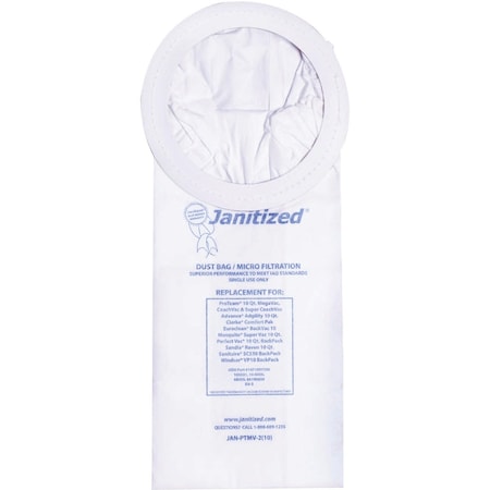 Filter Bag, Proteam 10Qt. 100331, PK10, 2-ply, Micro Filter, 10 PK MPN:JAN-PTMV-2(10)