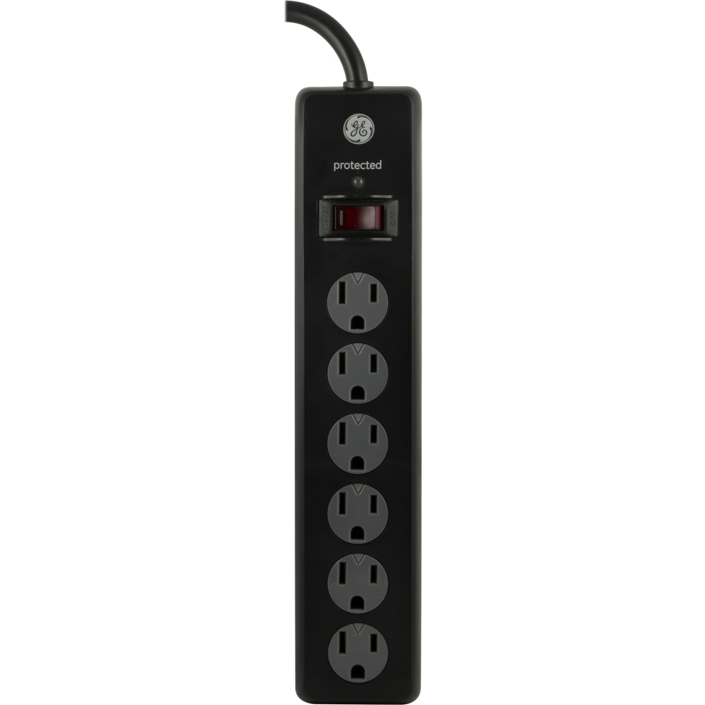 GE 6-Outlet Surge Protector, 6ft Cord, Black MPN:14091