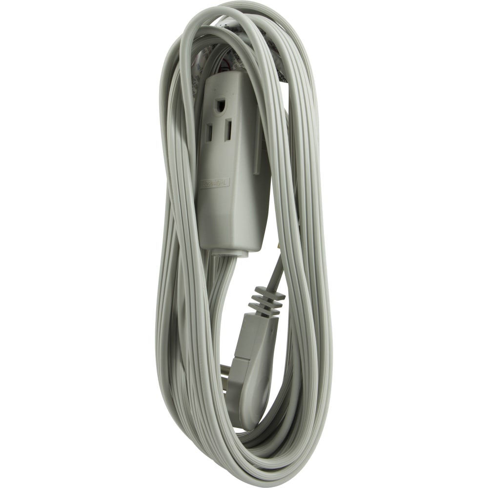 GE 3 Outlet Extension Cord, 15ft Long Cord, Flat Plug, Gray, 43026 MPN:43026