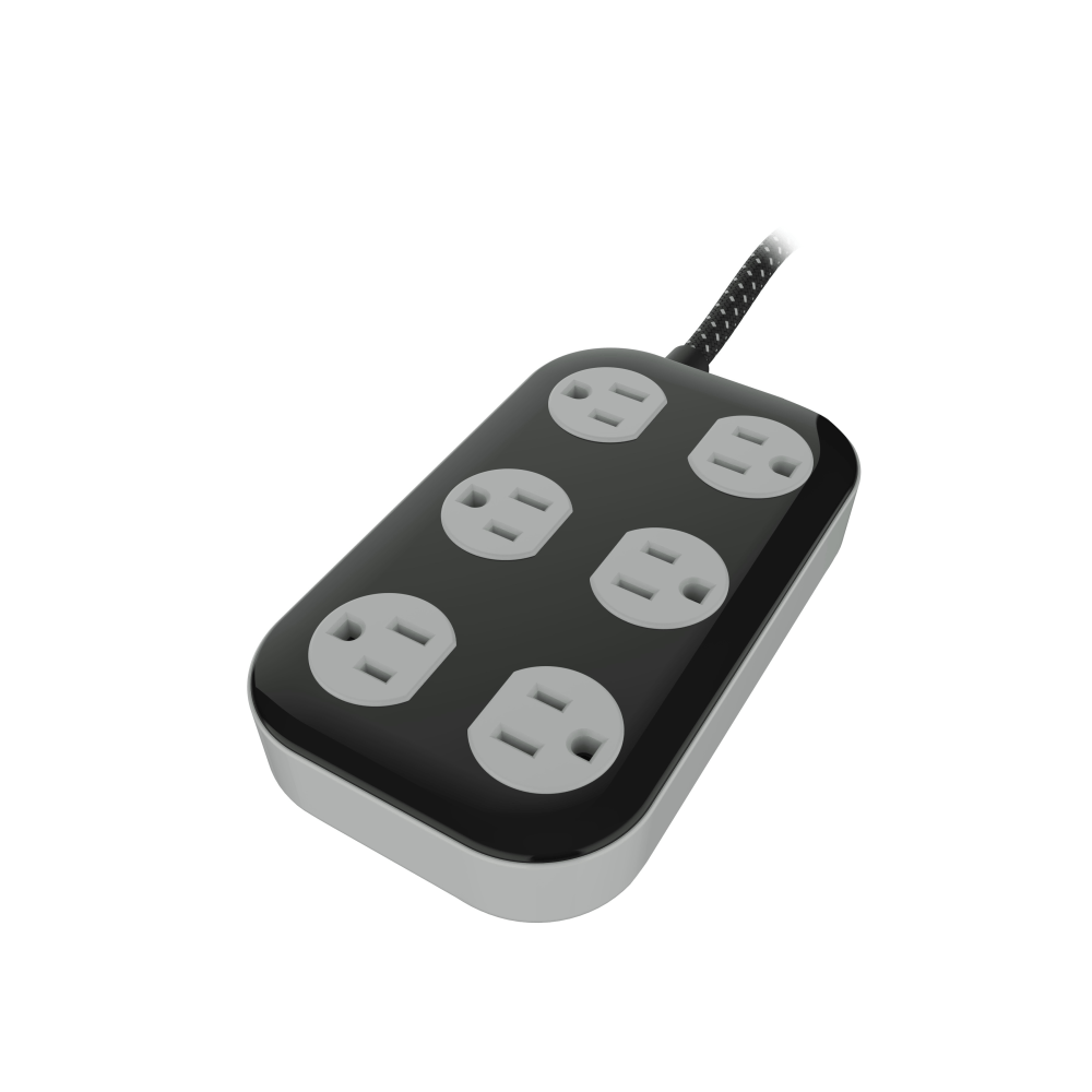 Cordinate ADAPT 6-Outlet Surge Protector, 4ft, Black/Cream MPN:78846