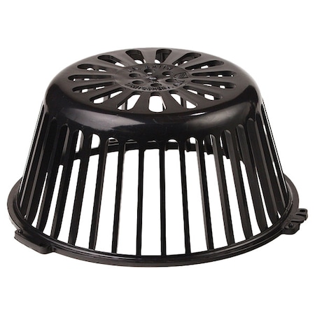 Round Roof Drain Dome Strainer, 11-1/8 in Dia x 5-1/4 in H, Twist Lock, Plastic, Black MPN:1010D