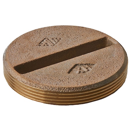 Round Floor Cleanout, Cast Bronze Plug, 4