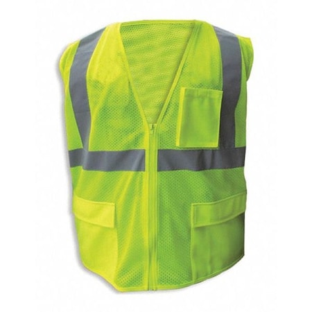 Safety Vest, Lime, Slvr stripe, Zip, 2XL MPN:SV-530Z-2XL