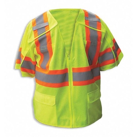 Safety Vest, Lime, Cls3, 5pt Brkawy, XL MPN:SV-535Z-XL