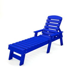 Frog Furnishings Pensacola Adirondack Recycled Plastic Chaise Lounge Blue PB ADPENCLBLU
