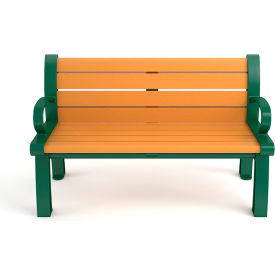 Frog Furnishings Heritage 4' Recycled Plastic Bench Cedar Bench/Green Frame PB 4CEDGFHER