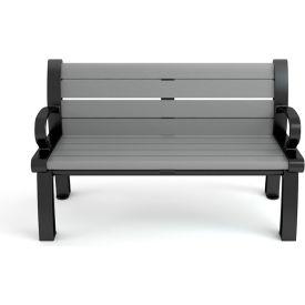 Frog Furnishings Heritage 4' Recycled Plastic Bench Gray Bench/Black Frame PB 4GRABFHER
