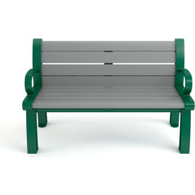 Frog Furnishings Heritage 4' Recycled Plastic Bench Gray Bench/Green Frame PB 4GRAGFHER