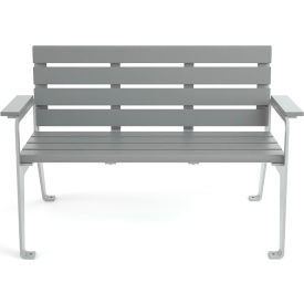 Frog Furnishings Plaza 4' Recycled Plastic Bench Gray Bench/Silver Frame PB 4GRASFPLZ