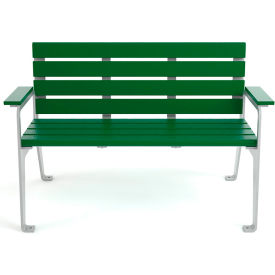 Frog Furnishings Plaza 4' Recycled Plastic Bench Green Bench/Silver Frame PB 4GRESFPLZ