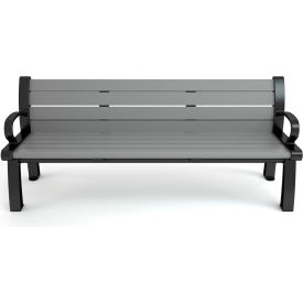 Frog Furnishings Heritage 5' Recycled Plastic Bench Gray Bench/Black Frame PB 5GRABFHER