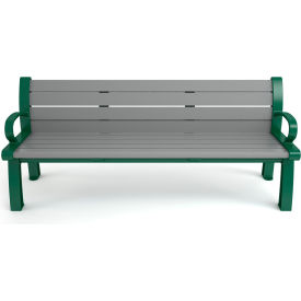 Frog Furnishings Heritage 5' Recycled Plastic Bench Gray Bench/Green Frame PB 5GRAGFHER