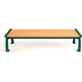 Frog Furnishings Heritage 6' Recycled Plastic Bench Backless Cedar Bench/Green Frame PB 6CEDGFHERBAC