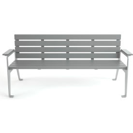 Frog Furnishings Plaza 6' Recycled Plastic Bench Gray Bench/Silver Frame PB 6GRASFPLZ