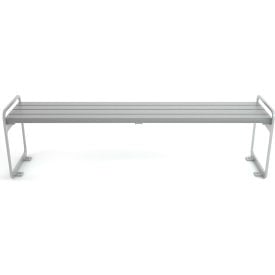 Frog Furnishings Plaza 6' Recycled Plastic Bench Backless Gray Bench/Silver Frame PB 6GRASFPLZBAC