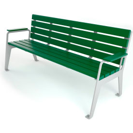 Frog Furnishings Plaza 6' Recycled Plastic Bench Green Bench/Silver Frame PB 6GRESFPLZ