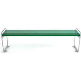 Frog Furnishings Plaza 6' Recycled Plastic Bench Backless Green Bench/Silver Frame PB 6GRESFPLZBAC