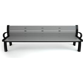 Frog Furnishings Heritage 8' Recycled Plastic Bench Gray Bench/Black Frame PB 8GRABFHER
