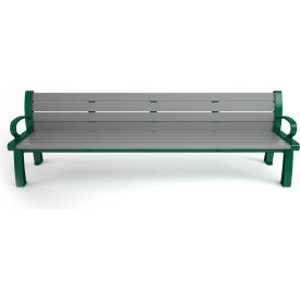 Frog Furnishings Heritage 8' Recycled Plastic Bench Gray Bench/Green Frame PB 8GRAGFHER