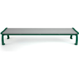 Frog Furnishings Heritage 8' Recycled Plastic Bench Backless Gray Bench/Green Frame PB 8GRAGFHERBAC
