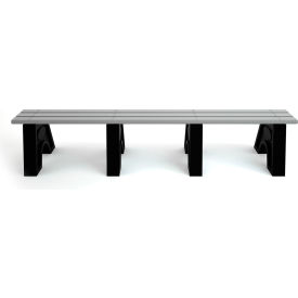 Frog Furnishings Sport 8' Recycled Plastic Bench Gray Bench/Black Frame PB 8GRASPOE