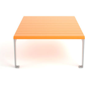 Frog Furnishings Plaza Recycled Plastic Outdoor Table Silver Frame Cedar Slats PB 42CEDSFPLZTB