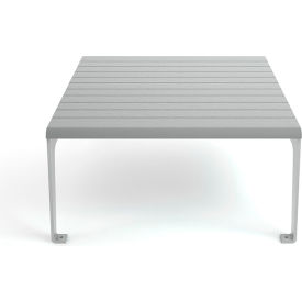 Frog Furnishings Plaza Recycled Plastic Outdoor Table Silver Frame Gray Slats PB 42GRASFPLZTB