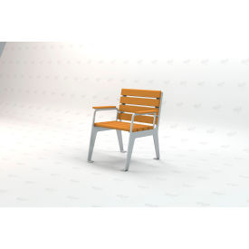 Frog Furnishings Plaza Recycled Plastic Patio Chair Silver Frame Cedar Slats PB 24CEDSFPLZCHR