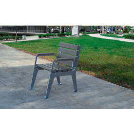 Frog Furnishings Plaza Recycled Plastic Patio Chair Silver Frame Gray Slats PB 24GRASFPLZCHR