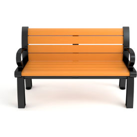 Frog Furnishings Heritage 4' Recycled Plastic Bench Cedar Bench/Black Frame PB 4CEDBFHER