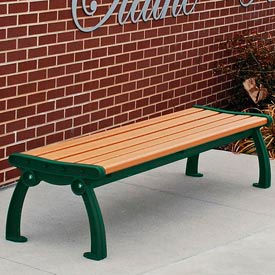 Frog Furnishings Heritage 4' Recycled Plastic Bench Backless Cedar Bench/Green Frame PB 4CEDGFHERBAC
