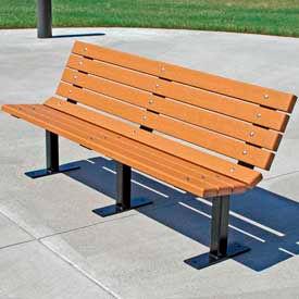 Frog Furnishings Contour 6' Recycled Plastic Bench Cedar Bench/Black Frame PB 6CEDBFCON