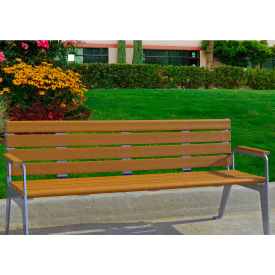 Frog Furnishings Plaza 6' Recycled Plastic Bench Cedar Bench/Silver Frame PB 6CEDSFPLZ