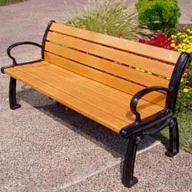Frog Furnishings Heritage 8' Recycled Plastic Bench Cedar Bench/Black Frame PB 8CEDBFHER
