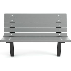 Frog Furnishings Contour 4' Recycled Plastic Bench In Ground Mount Gray Bench/Black Frame PB 4GRABFCONING