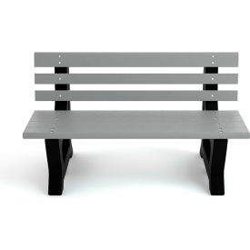 Frog Furnishings Colonial 4' Recycled Plastic Bench Gray Bench/Black Frame PB 4GRACOLE