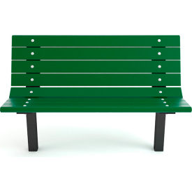 Frog Furnishings Contour 4' Recycled Plastic Bench In Ground Mount Green Bench/Black Frame PB 4GREBFCONING