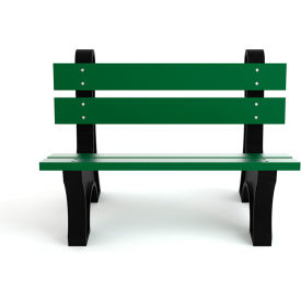 Frog Furnishings Colonial 4' Recycled Plastic Bench Green Bench/Black Frame PB 4GRECOLE