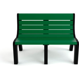 Frog Furnishings Newport 4' Recycled Plastic Bench with Back Green Bench/Black Frame PB 4GRENEW