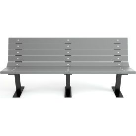 Frog Furnishings Contour 6' Recycled Plastic Bench Gray Bench/Black Frame PB 6GRABFCON