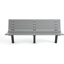 Frog Furnishings Contour 6' Recycled Plastic Bench In Ground Mount Gray Bench/Black Frame PB 6GRABFCONING