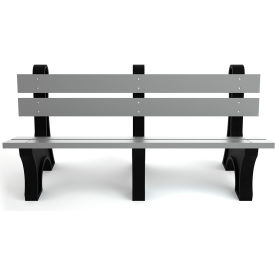 Frog Furnishings Colonial 6' Recycled Plastic Bench Gray Bench/Black Frame PB 6GRACOLE