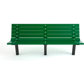 Frog Furnishings Contour 6' Recycled Plastic Bench In Ground Mount Green Bench/Black Frame PB 6GREBFCONING