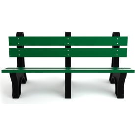 Frog Furnishings Colonial 6' Recycled Plastic Bench Green Bench/Black Frame PB 6GRECOLE