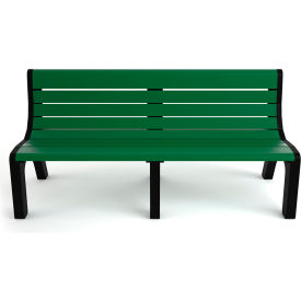 Frog Furnishings Newport 6' Recycled Plastic Bench with Back Green Bench/Black Frame PB 6GRENEW