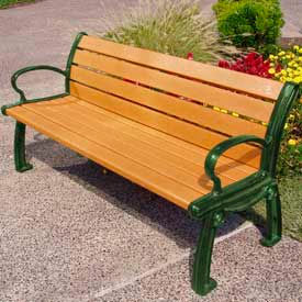 Frog Furnishings Heritage 8' Recycled Plastic Bench Cedar Bench/Green Frame PB 8CEDGFHER