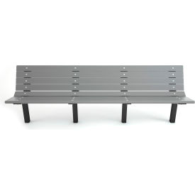 Frog Furnishings Contour 8' Recycled Plastic Bench In Ground Mount Gray Bench/Black Frame PB 8GRABFCONING