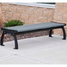 Frog Furnishings Heritage 8' Recycled Plastic Bench Backless Gray Bench/Black Frame PB 8GRABFHERBAC